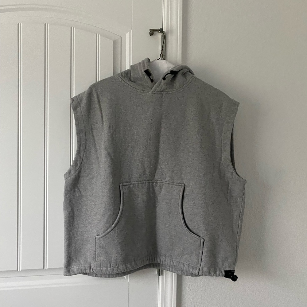 Vintage Gray Sleeveless Hoodie